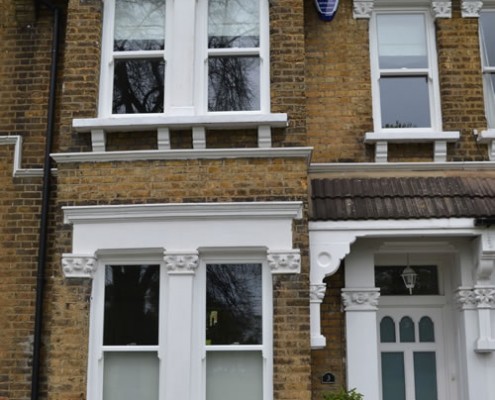 White timber sash window installation london