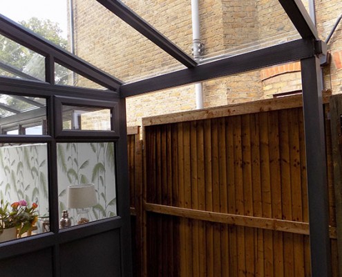 Conservatory overhang for storage space