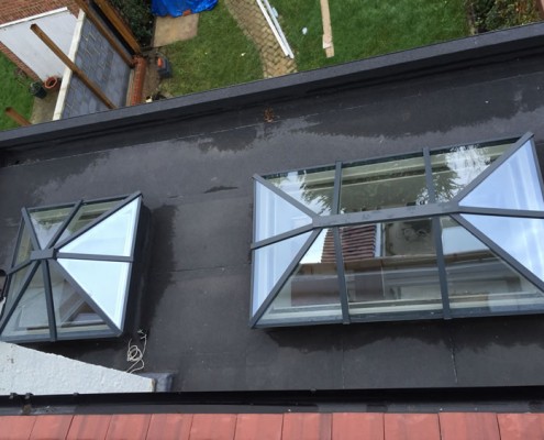 Twin grey skylight installation