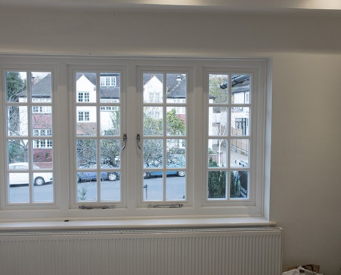 White timber casement windows