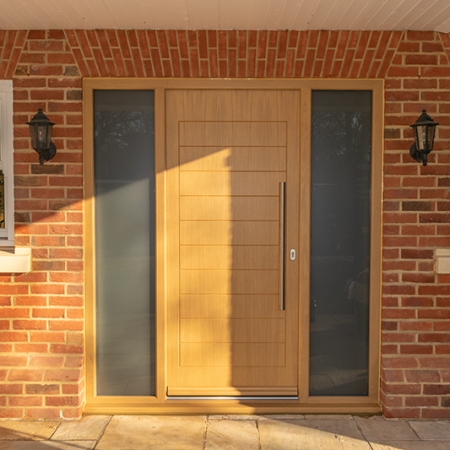Oak front door with glazing panels