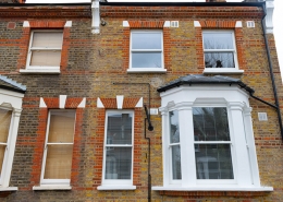 Timber windows maida vale White timber sash bay window