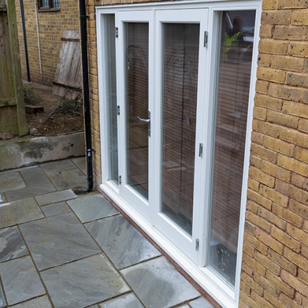 White timber French doors