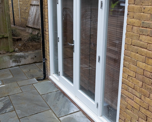 White timber French doors