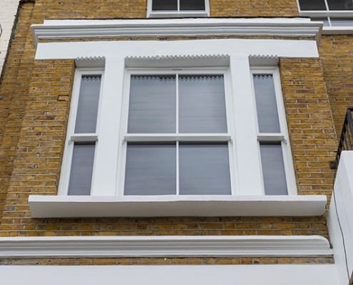White timber sash windows