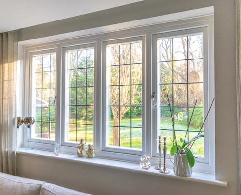 White timber windows interior view