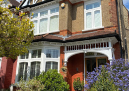 White timber casement windows