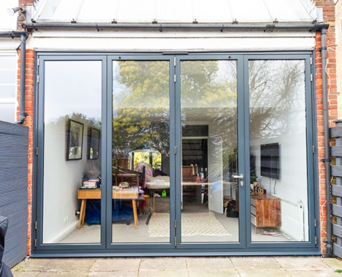 Dark grey bifold doors installation in North London
