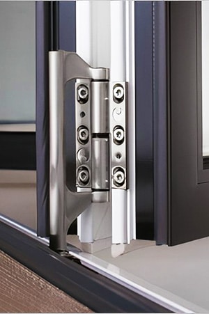 High-quality bifold door hinge in detail
